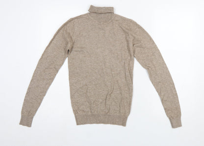 Additional front view of Object women’s beige roll neck knit jumper xs