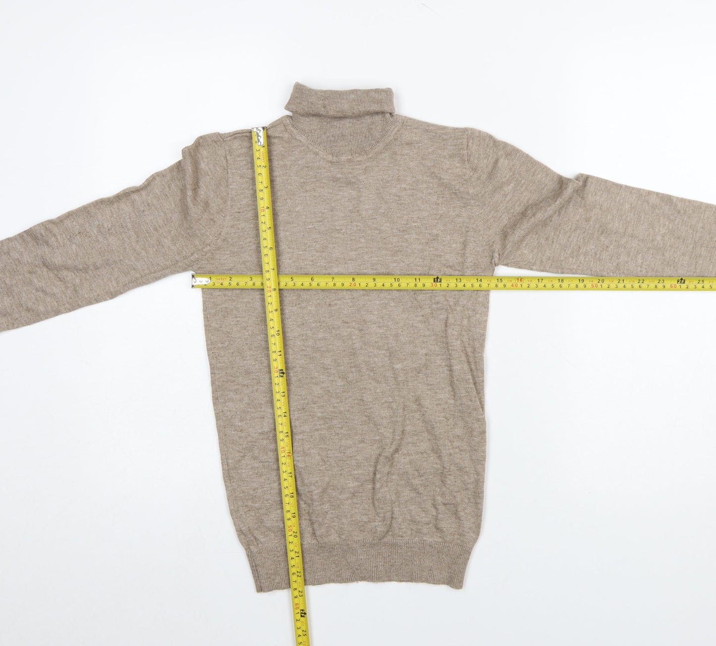 OBJECT Womens Beige Roll Neck Knit Jumper XS