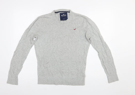 Hollister Men’s Grey Crew Neck Pullover Jumper Size S Slim Fit Knit