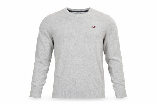 Hollister Men’s Grey Crew Neck Pullover Jumper Size S Slim Fit Knit