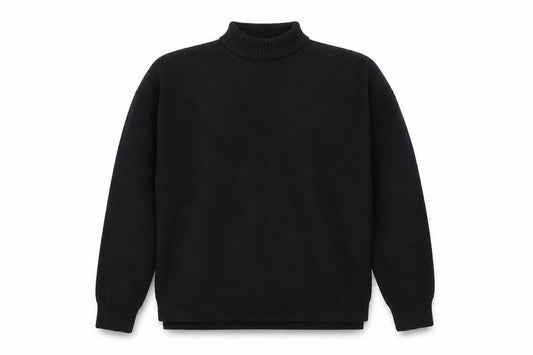 Front view of French Connection Men's Black High Neck Medium Knit Jumper
