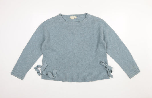 H&M L.O.G.G. Women Blue Bow Side Knit Jumper Size 12