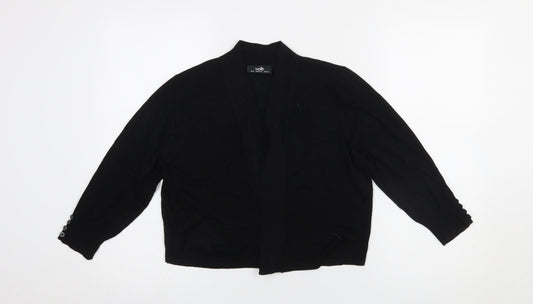 Wallis Women’s Black Knit Cardigan M V-Neck Button Cuff Lightweight