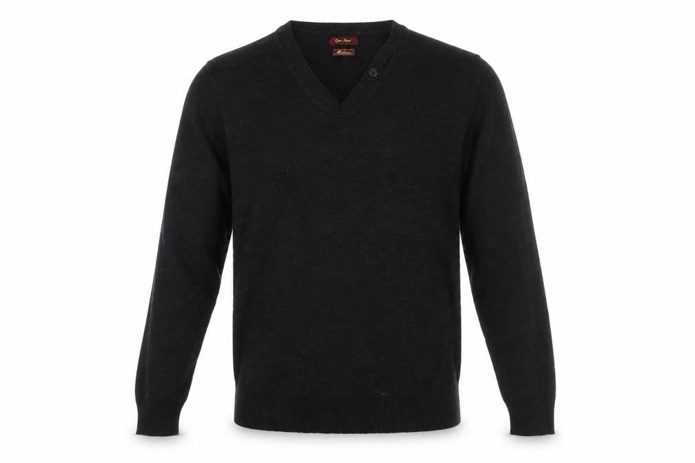 River Island Men's Black V-Neck Wool Blend Jumper Medium