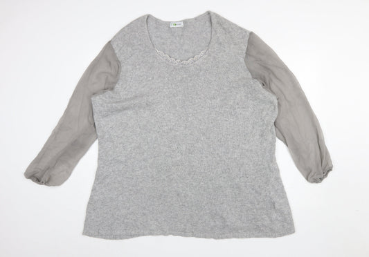 No Secret Womens Grey Plus Size 26 Angora Blend Pullover Jumper