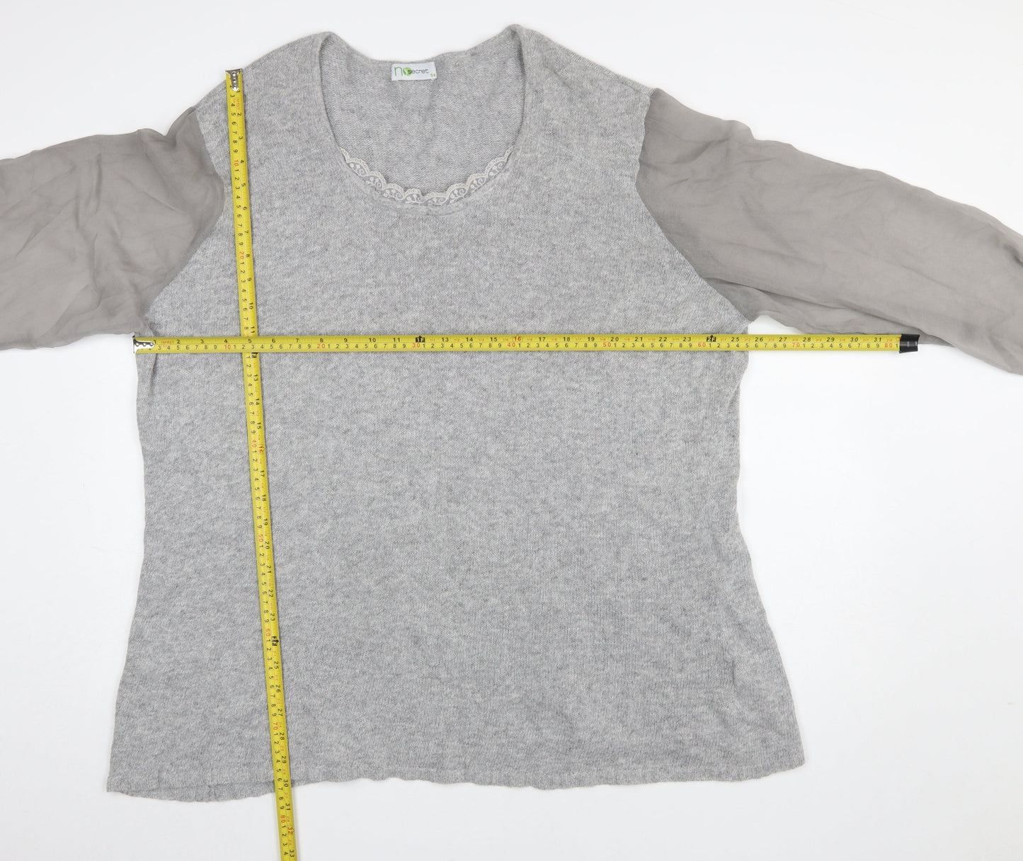 No Secret Womens Grey Plus Size 26 Angora Blend Pullover Jumper