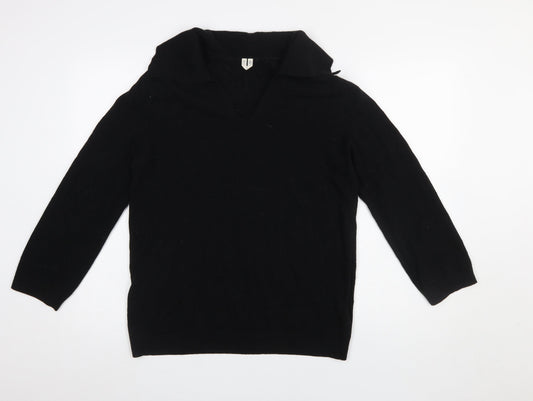 Arket Women Black Wool V-Neck Pullover Jumper Size XS