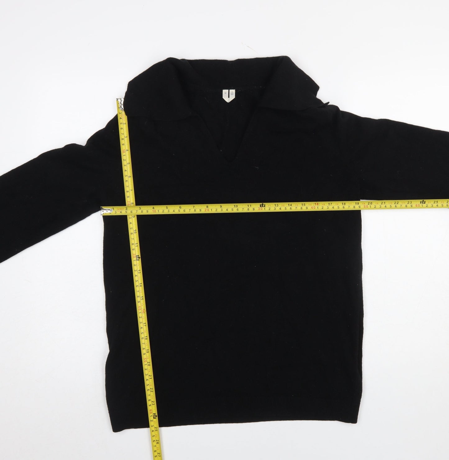 Arket Women Black Wool V-Neck Pullover Jumper Size XS