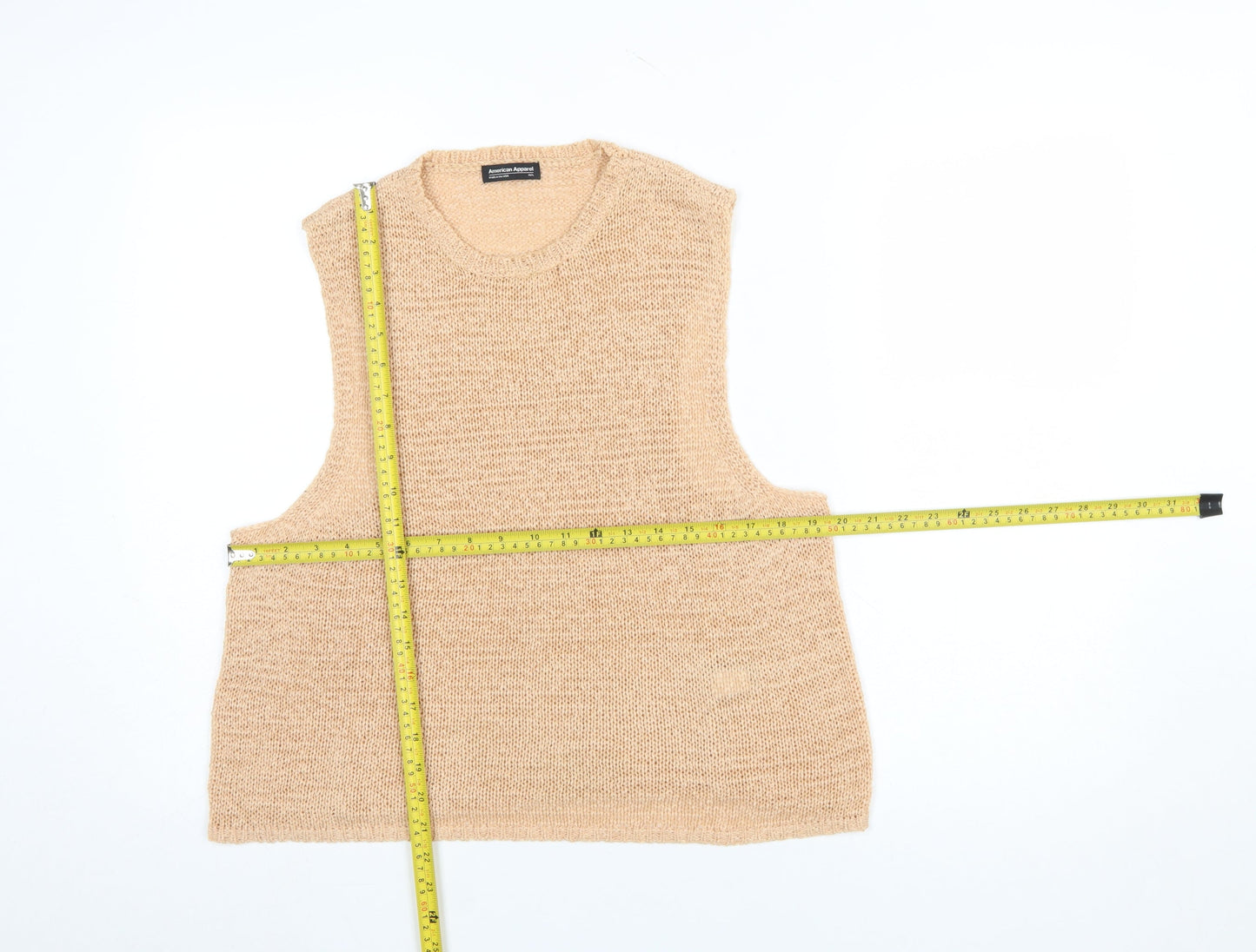 American Apparel Women's Beige Chunky Knit Sleeveless Vest M