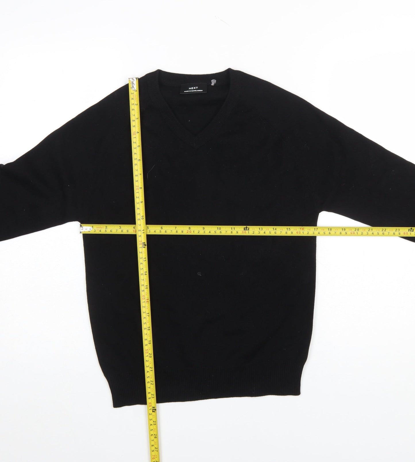 Next Boys Black V-Neck Cotton Blend Jumper 12 Years Classic Schoolwear
