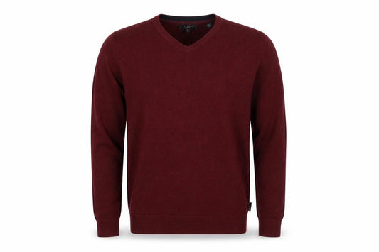 Ted Baker Men's Red Wool Blend V-Neck Jumper Size L