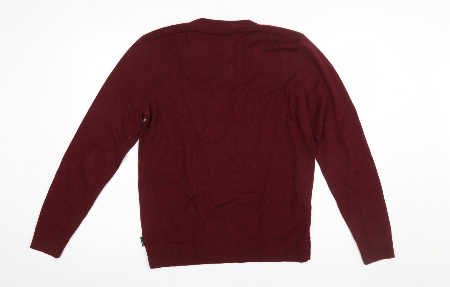 Ted Baker Men's Red Wool Blend V-Neck Jumper Size L