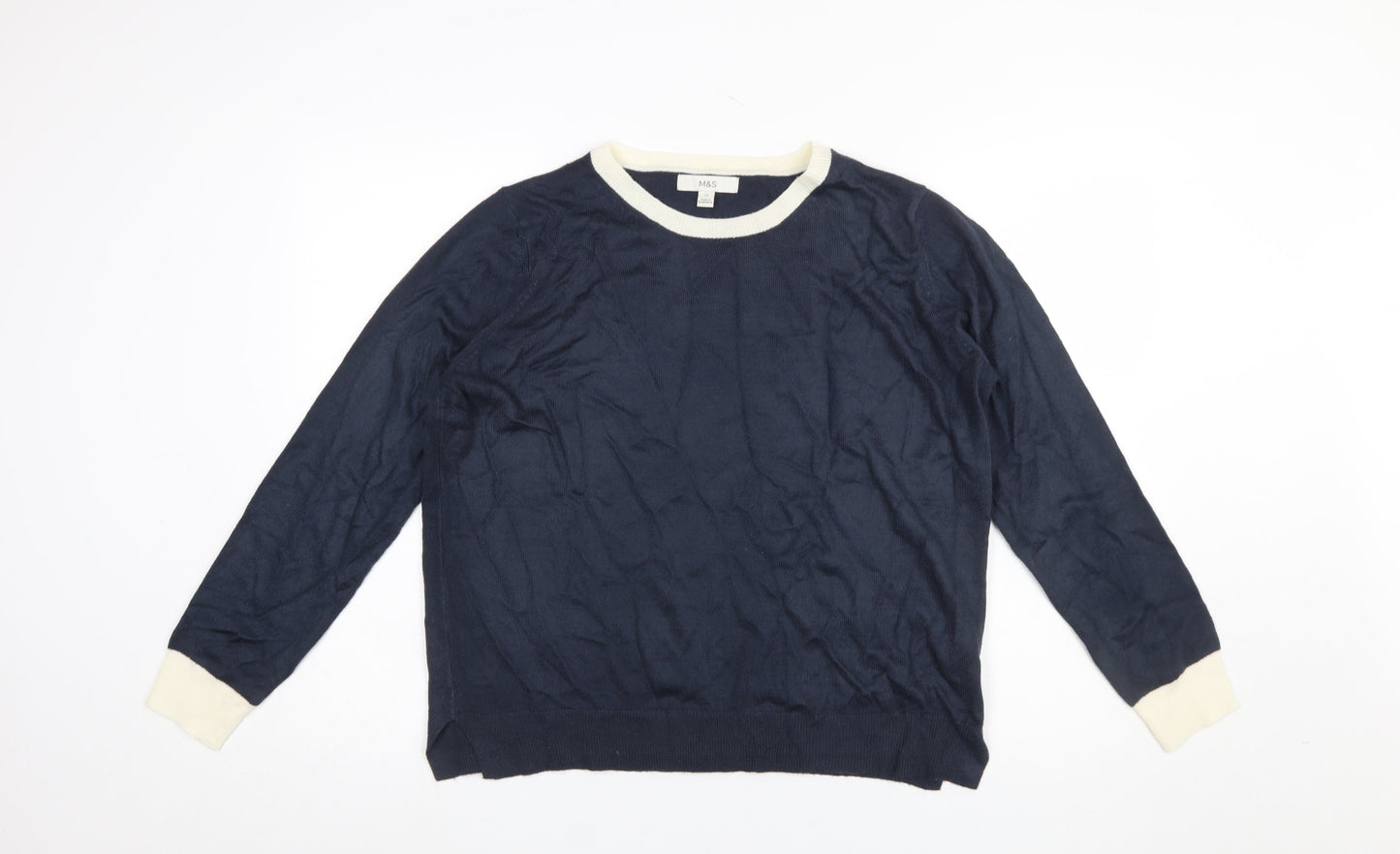 Marks and Spencer Women’s Blue Crew Neck Acrylic Jumper Size 14