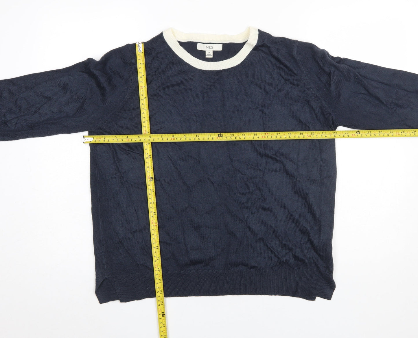 Marks and Spencer Women’s Blue Crew Neck Acrylic Jumper Size 14