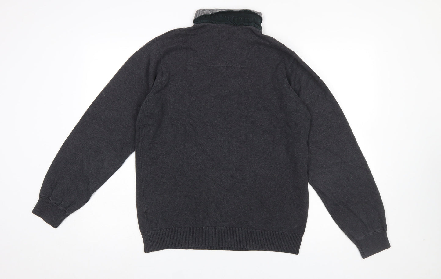 Marks and Spencer Men's Grey Collared Henley Jumper Size S Cotton Blend