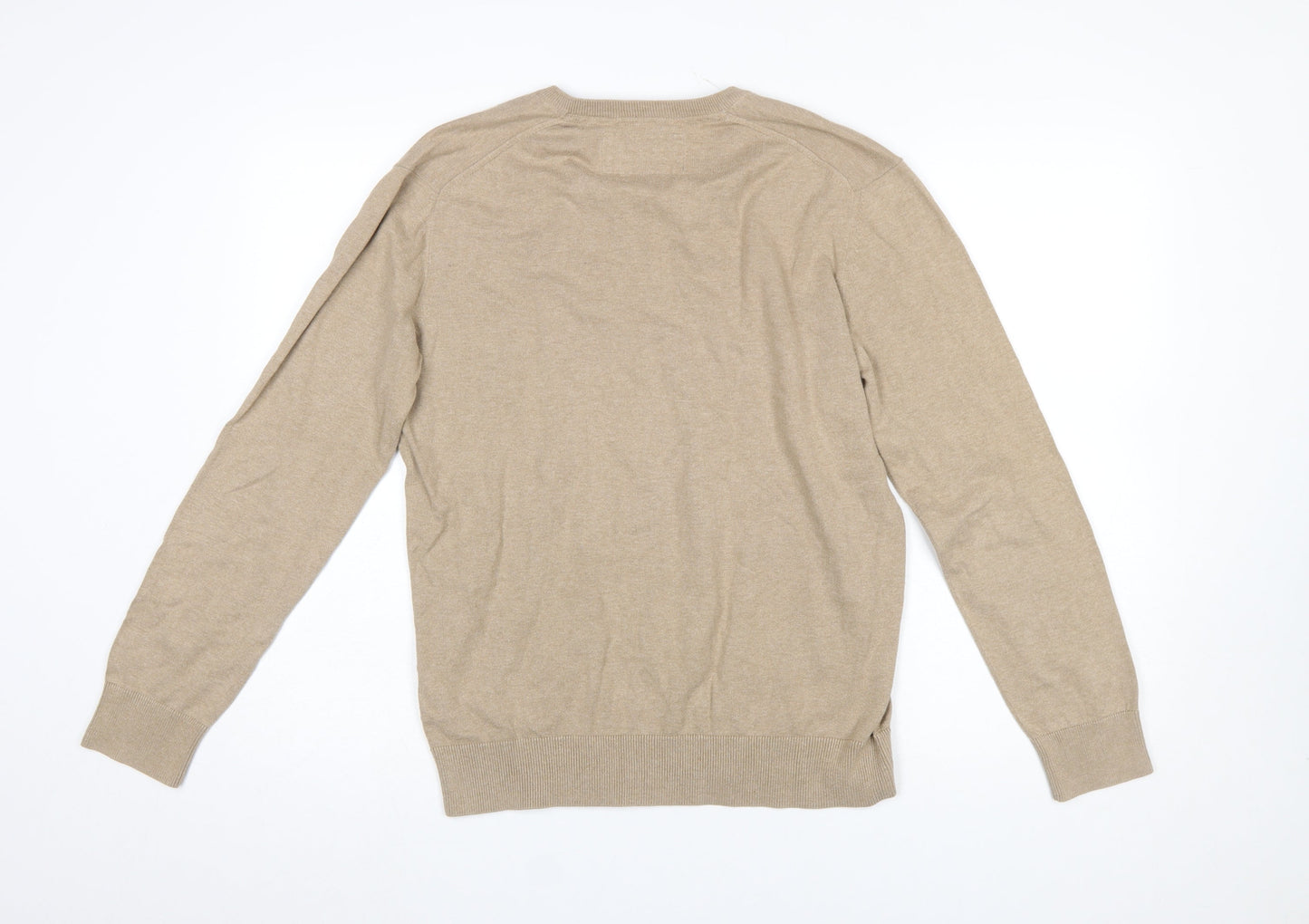 Marc O'Polo Men's Beige Cotton V-Neck Jumper Size S