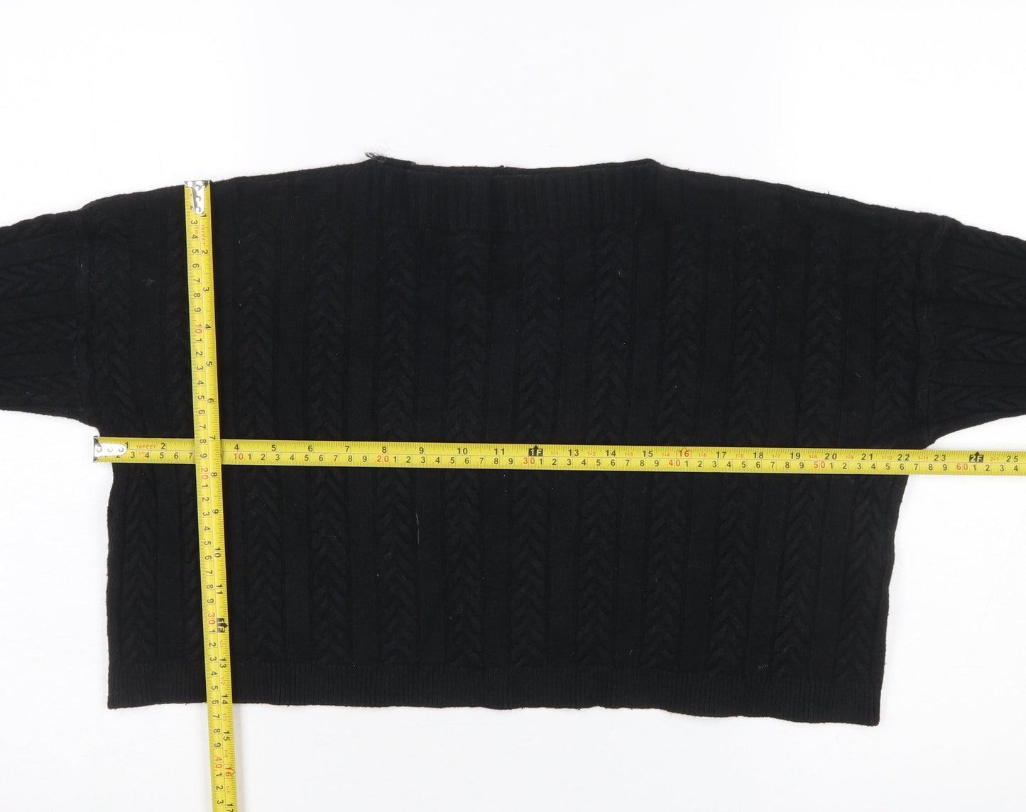 Anna Ellis Women Black Cable-Knit Wool Cashmere Pullover Jumper S