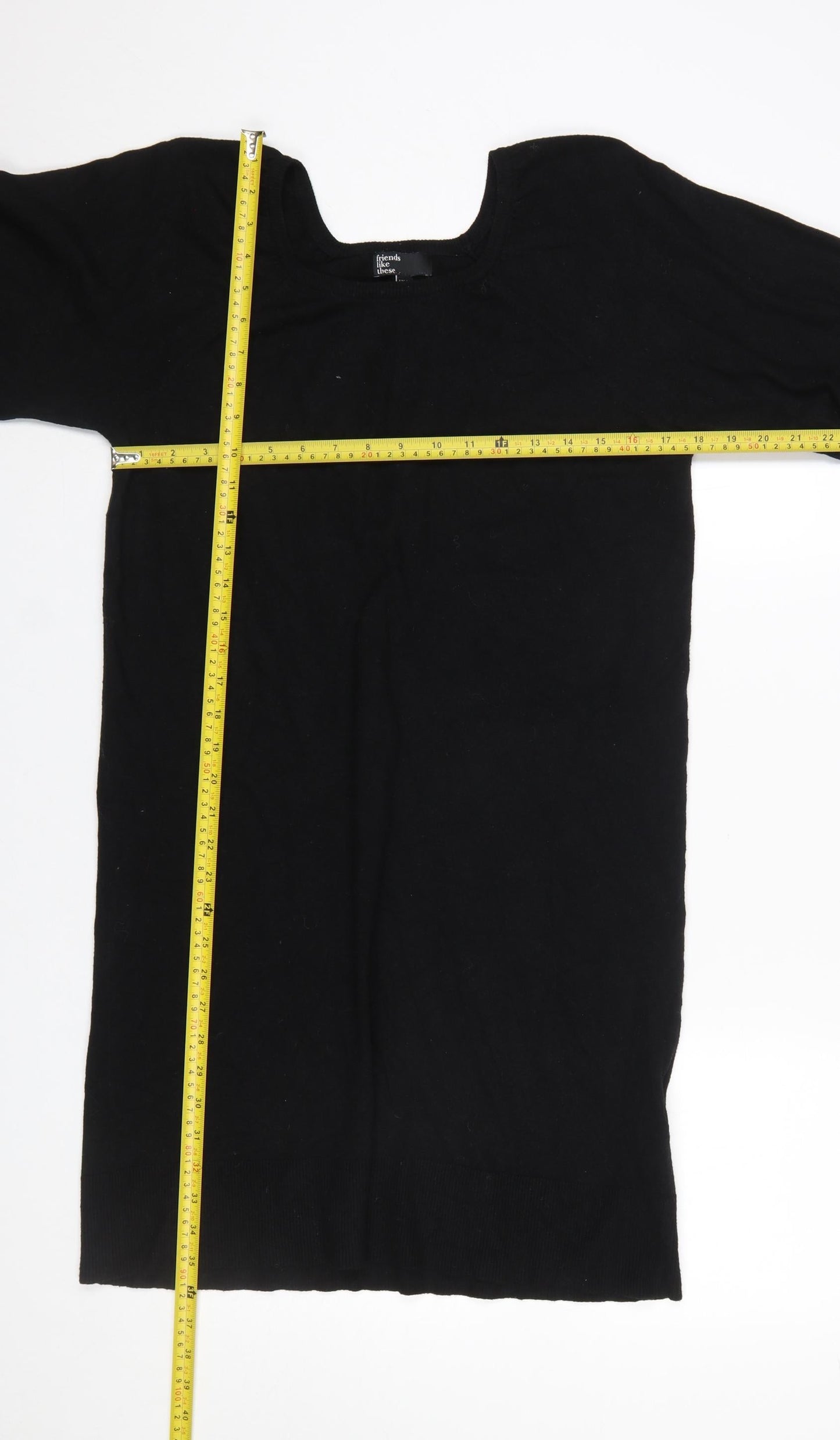 Friends Like These Women’s Black Knit Jumper Dress UK 12 Long Sleeve