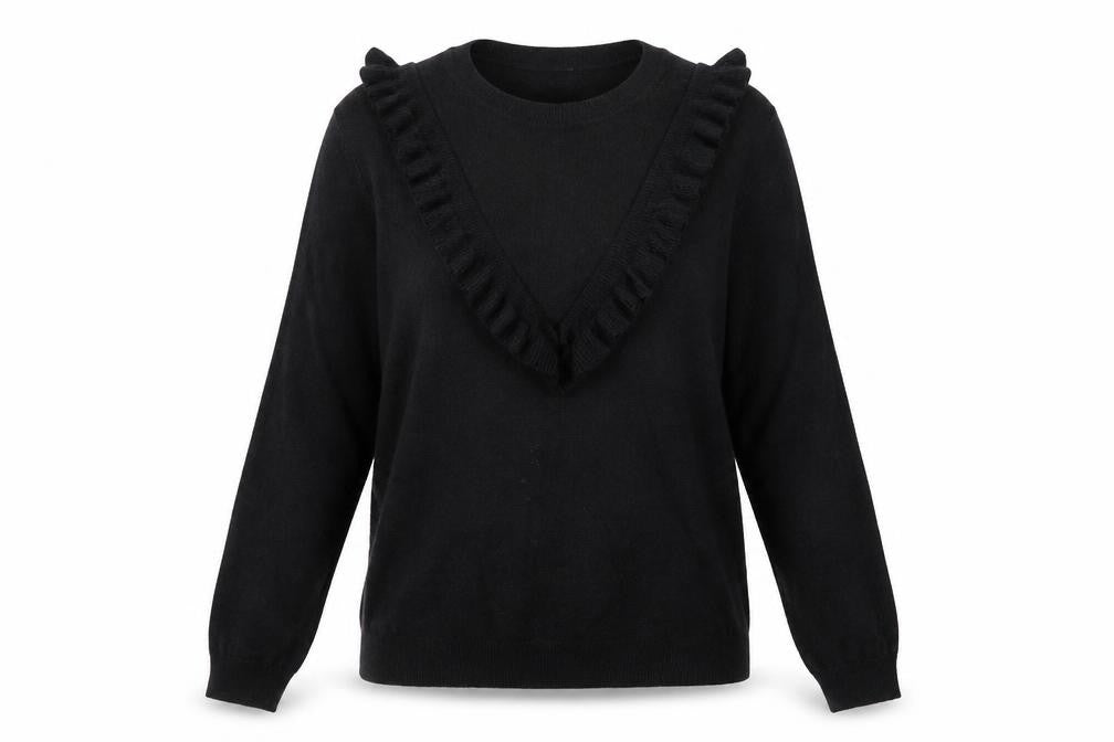 Next Women’s Black V-Neck Ruffle Knit Jumper Size 8