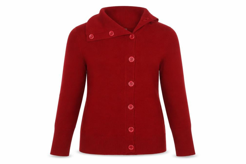 Wallis Women’s Red Long Sleeve Collared Button Cardigan Size 14