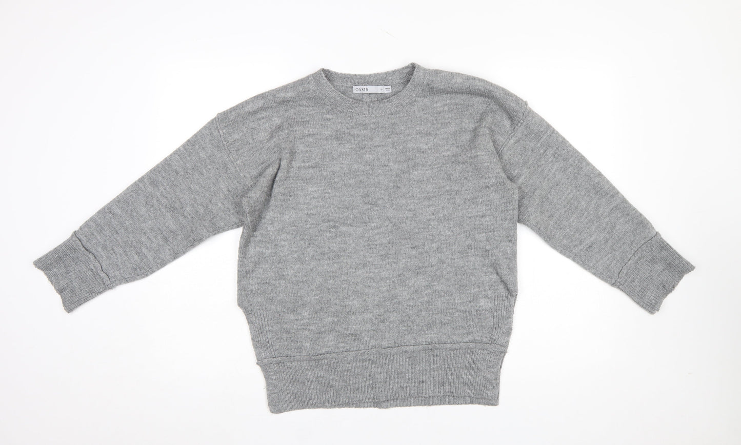 Oasis Womens Grey Crew Neck Pullover Jumper XS Acrylic Blend