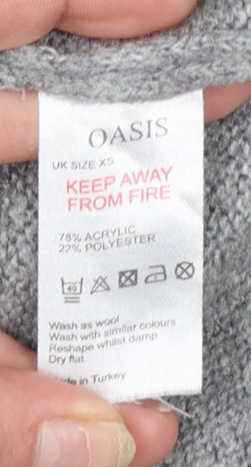 Oasis Womens Grey Crew Neck Pullover Jumper XS Acrylic Blend