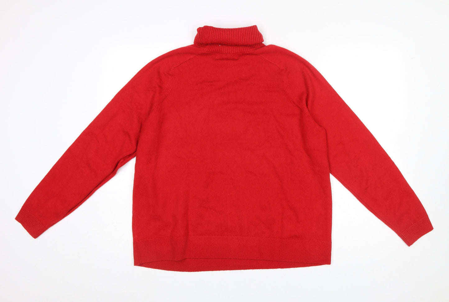 Marks and Spencer Women Red Roll Neck Long Sleeve Jumper Size L