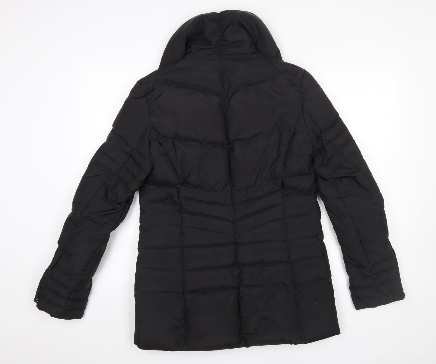Oasis Womens Black Puffer Jacket Size M Mid-Length Winter Coat