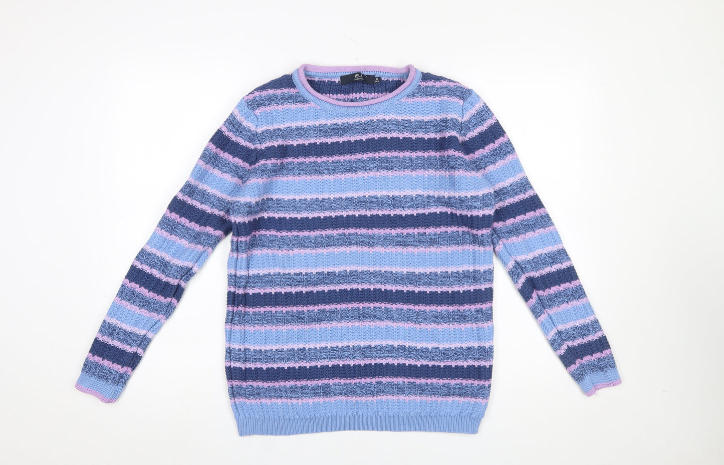 Isle Essentials Women's Multicoloured Cotton Striped Jumper M 14-16