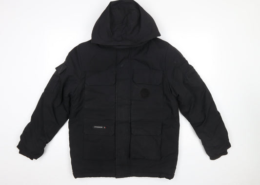 STYLE&DENIM Men’s Black Hooded Padded Parka Jacket L