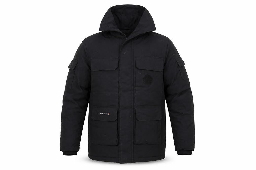 STYLE&DENIM Men’s Black Hooded Padded Parka Jacket L
