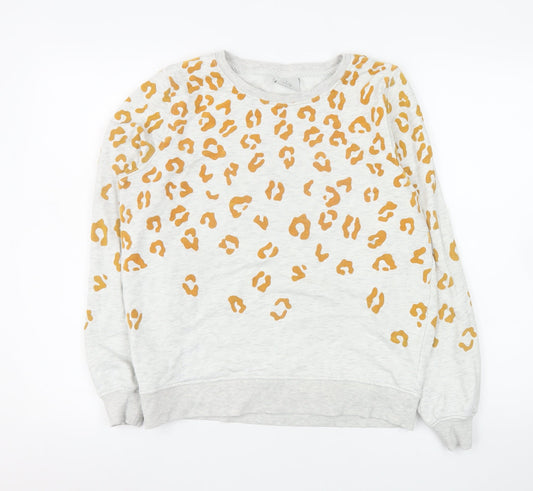 ONLY Womens Beige Animal Print Crew Neck Sweatshirt Size S