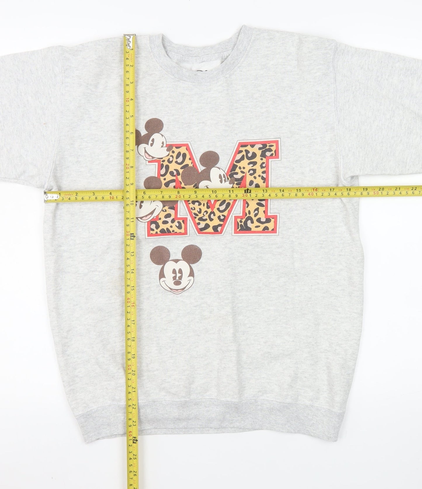 Disney Women Grey Mickey Mouse Leopard Print XL Sweatshirt
