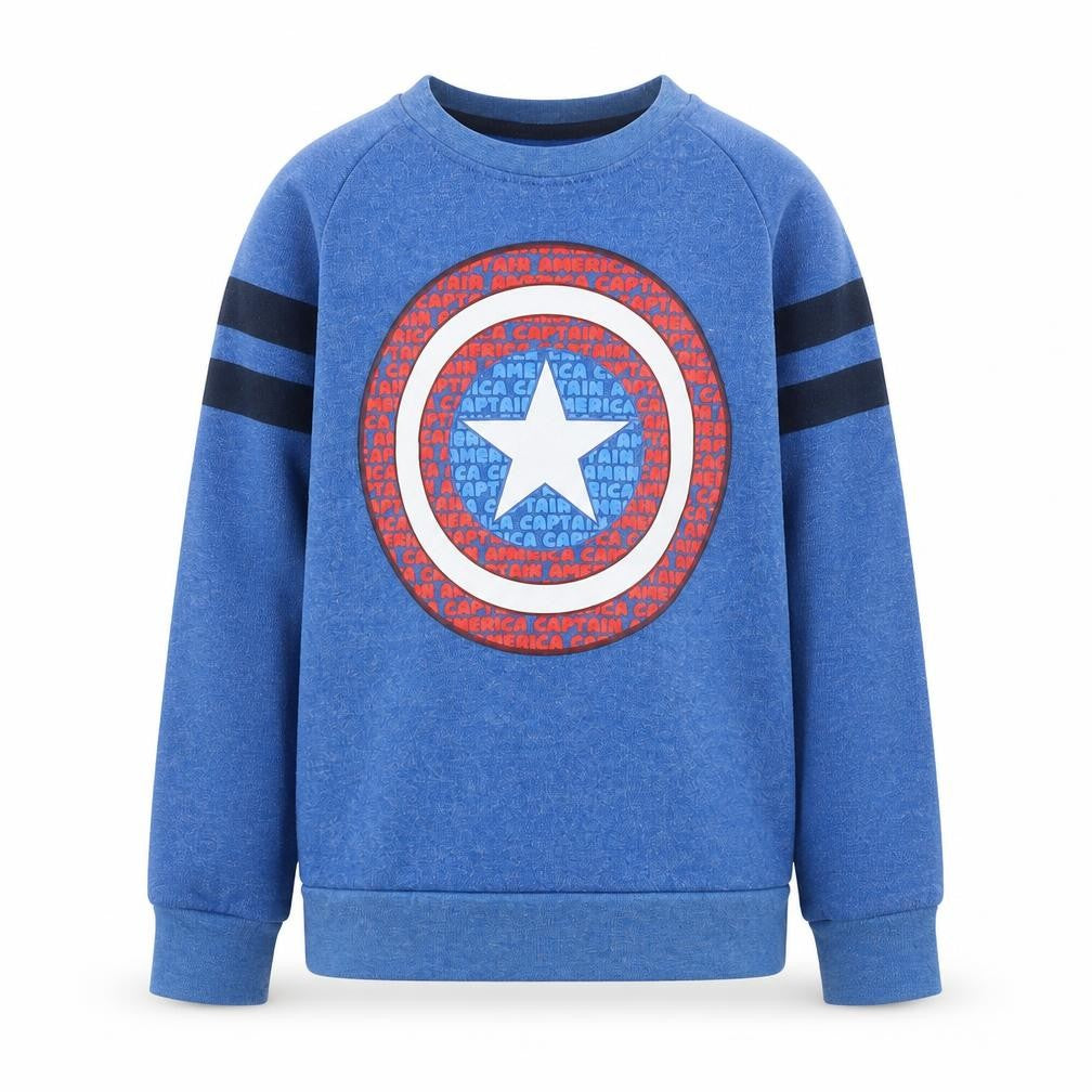 Marvel Boys Blue Captain America Sweatshirt Age 10 Crew Neck Fleece