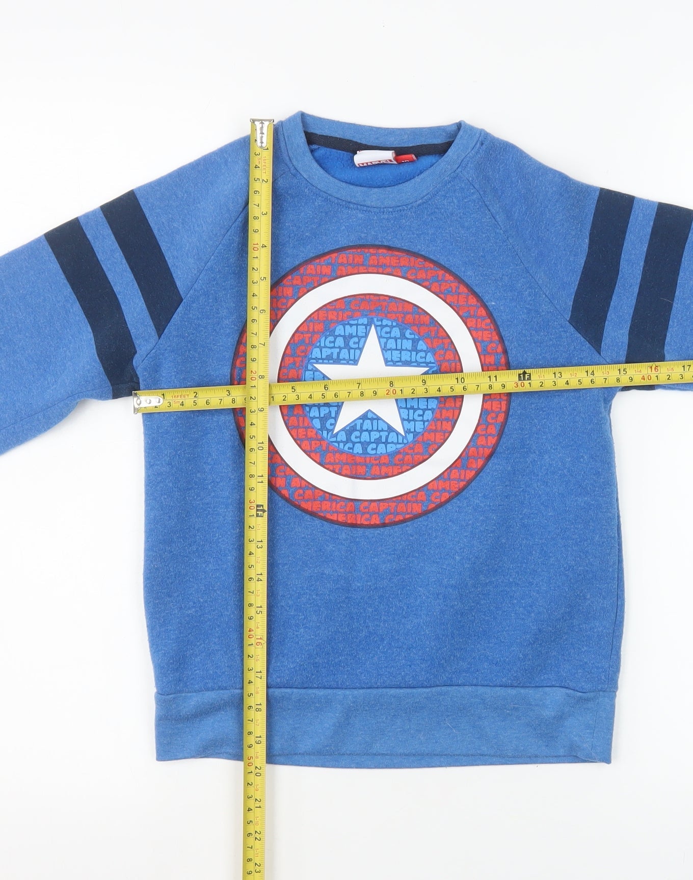 Marvel Boys Blue Captain America Sweatshirt Age 10 Crew Neck Fleece