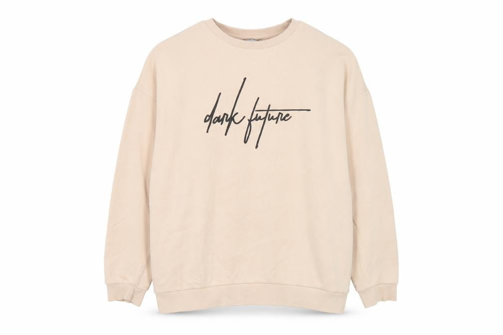 ASOS Design Women Beige 2XL Pullover Sweatshirt Dark Future Logo Cotton
