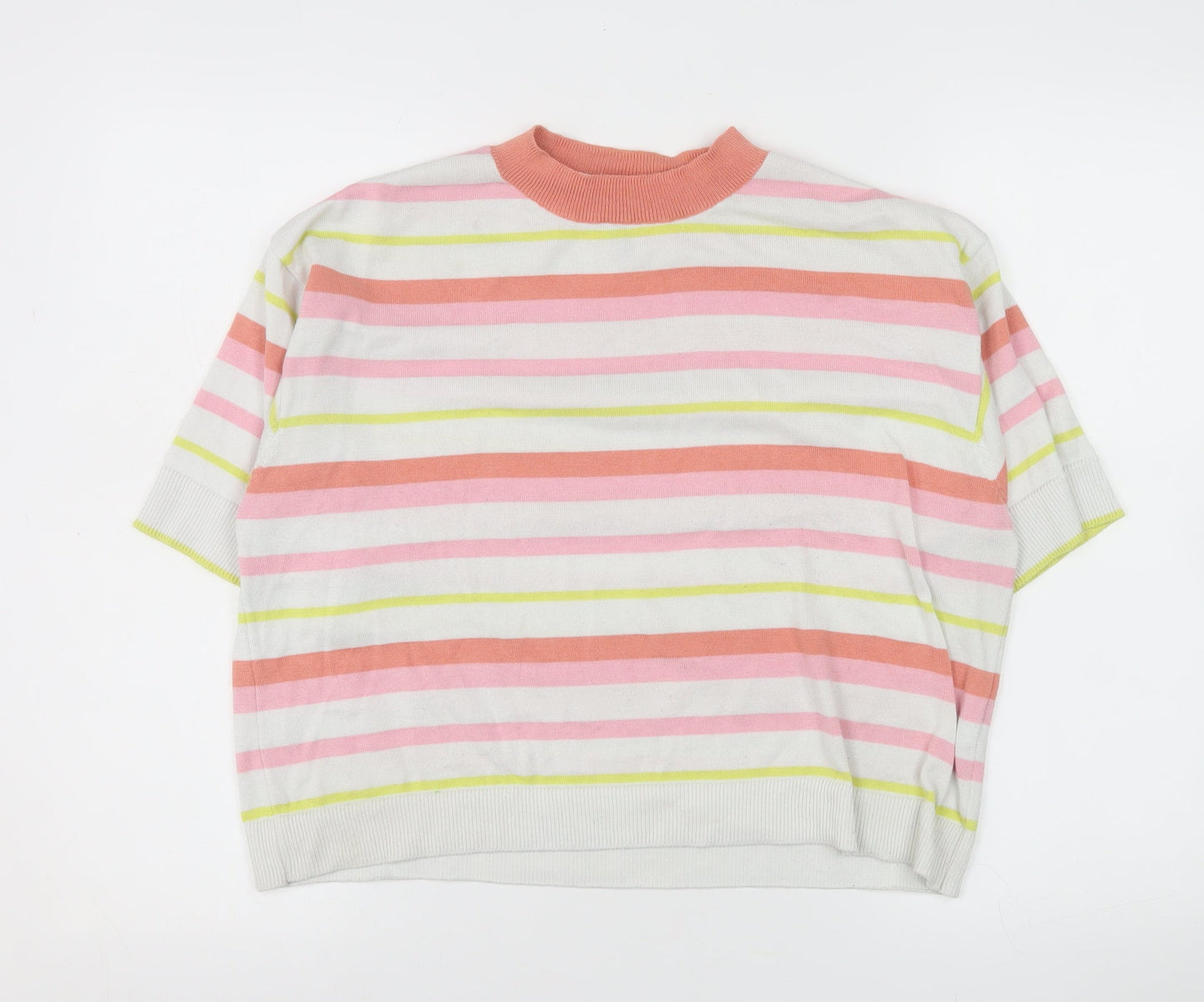 TeamSpirit Women’s Multicoloured Striped Short Sleeve Jumper XL Polyester Blend