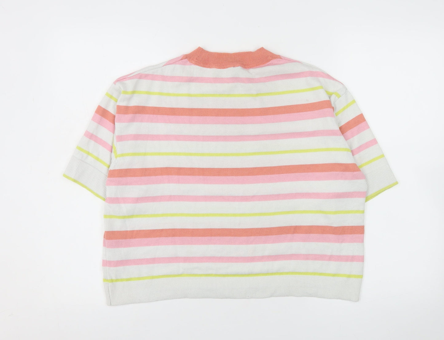 TeamSpirit Women’s Multicoloured Striped Short Sleeve Jumper XL Polyester Blend