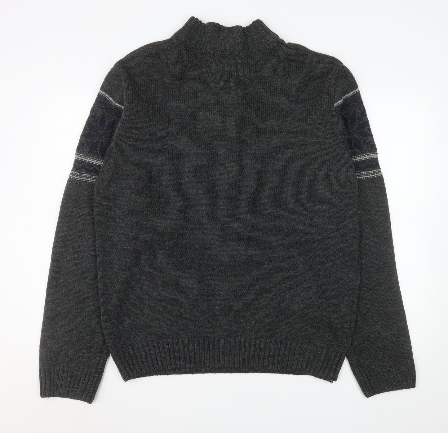 Cedar Wood State Men’s Grey Fair Isle Henley Jumper XL