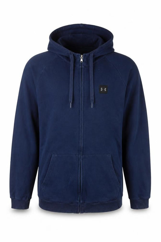Under Armour Men’s Blue Full Zip Hooded Cotton Jacket Size M