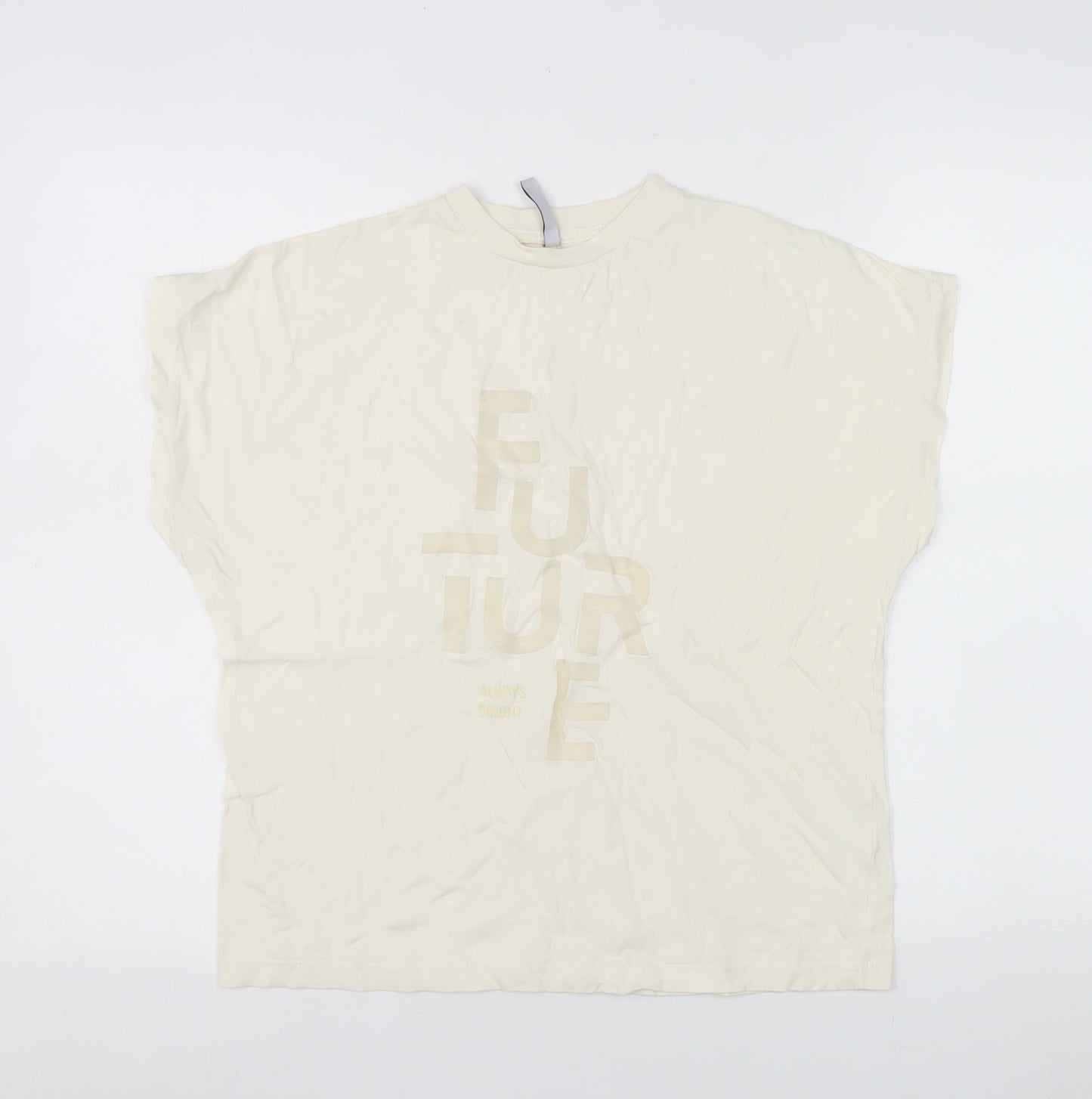 Tiffosi Women Ivory Future Print Basic T-Shirt Size S