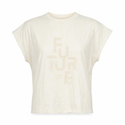 Tiffosi Women Ivory Future Print Basic T-Shirt Size S