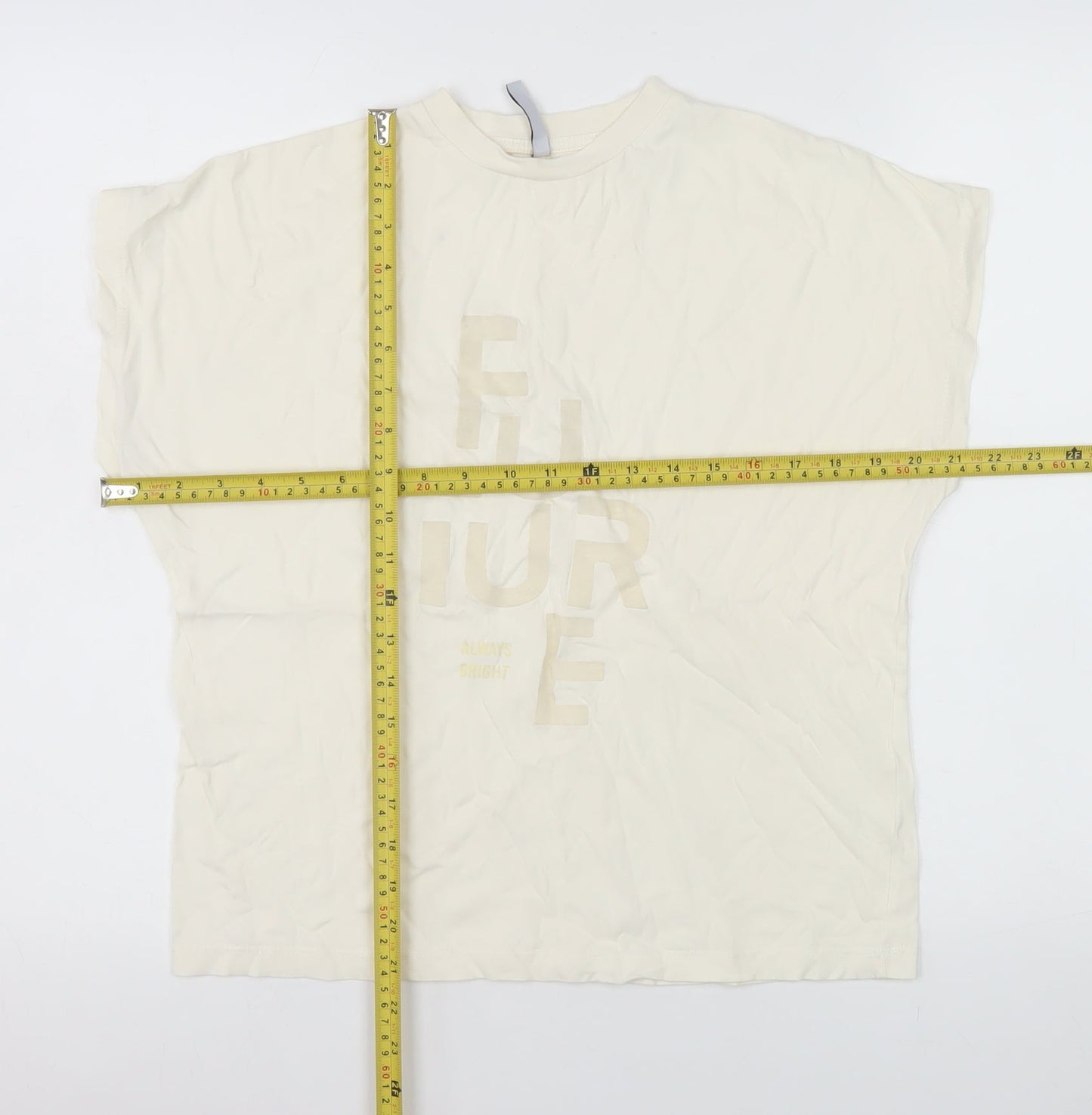Tiffosi Women Ivory Future Print Basic T-Shirt Size S