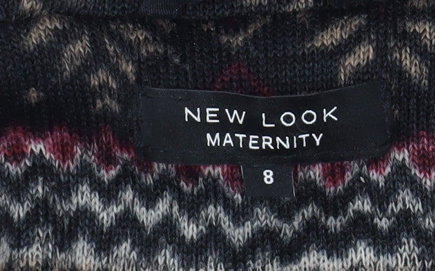 New Look Maternity Black Faux Fur Trim Hooded Parka Coat Size 8