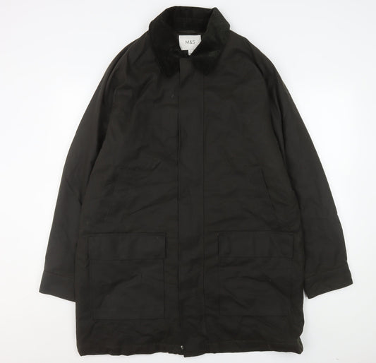 Marks and Spencer Men's Black L Overcoat Twill Cotton Blend