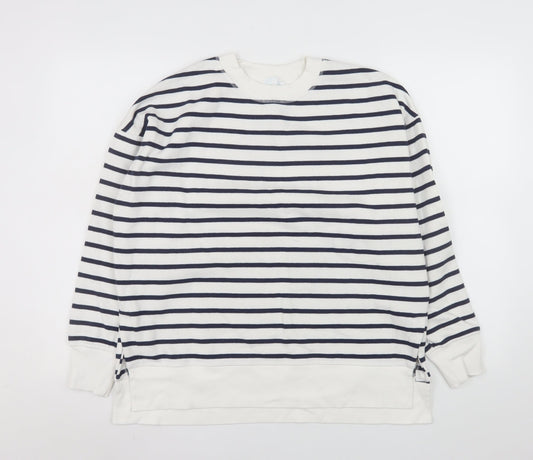 Primark Women’s Navy Stripe Pullover Sweatshirt 2XS Cotton Blend