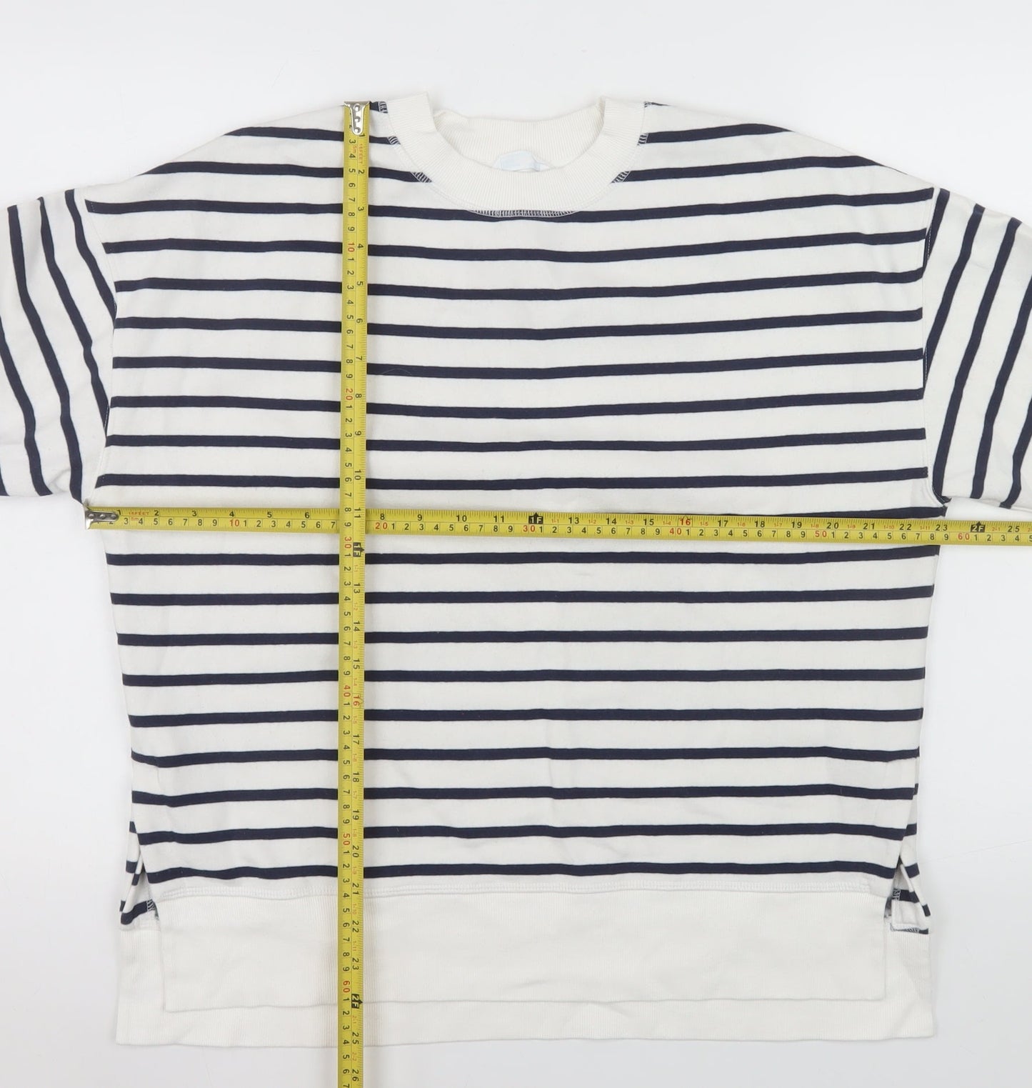 Primark Women’s Navy Stripe Pullover Sweatshirt 2XS Cotton Blend