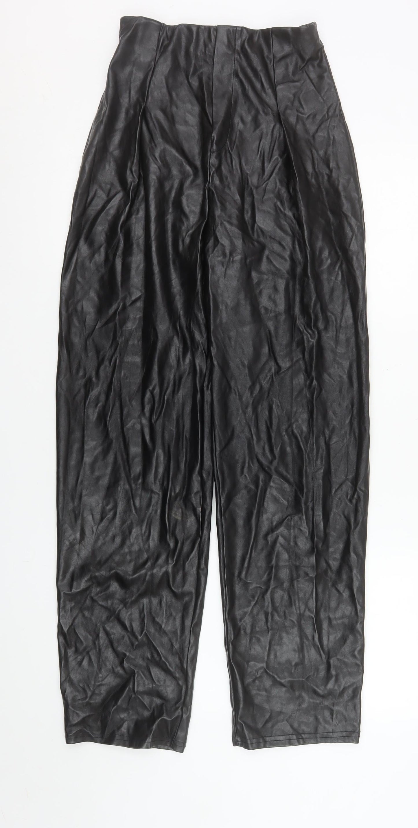 I Saw It First Womens Black Faux Leather High Waist Trousers Size 6