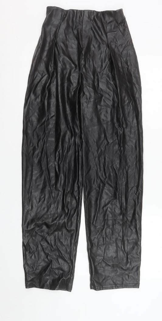 I Saw It First Womens Black Faux Leather High Waist Trousers Size 6
