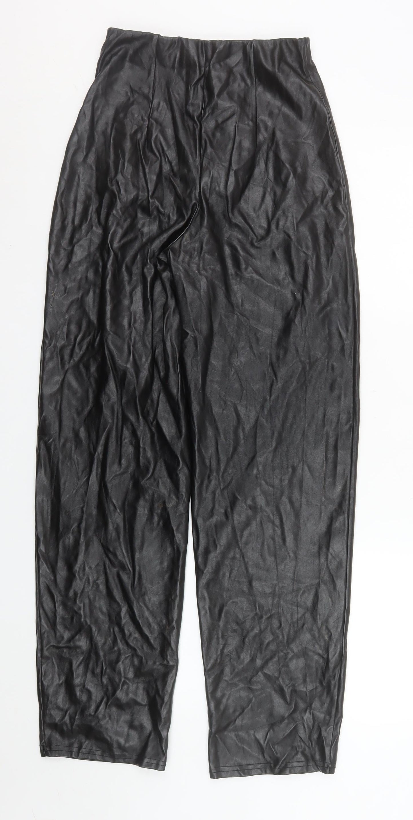 I Saw It First Womens Black Faux Leather High Waist Trousers Size 6